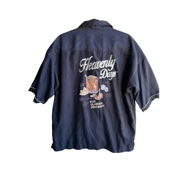 Five CM Heavenly Days Bowling Shirt Men’s Black Rockabilly Retro Embroidered L - Picture 10 of 15